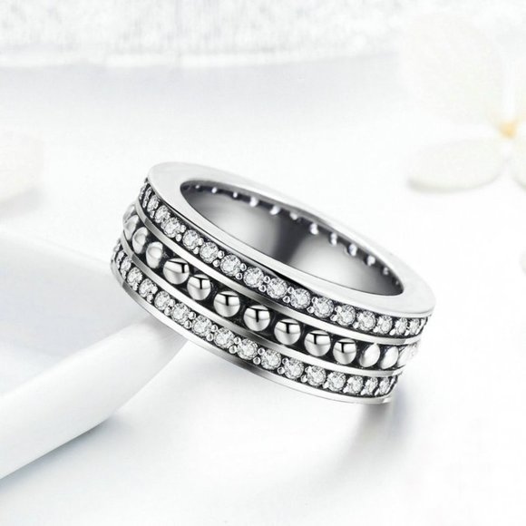 💞  925 Silver Plated Classic White CZ Wedding Couple Ring, FB16FA1089 - Picture 4 of 6